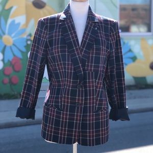 Tommy Hilfiger navy plaid blazer, size 14